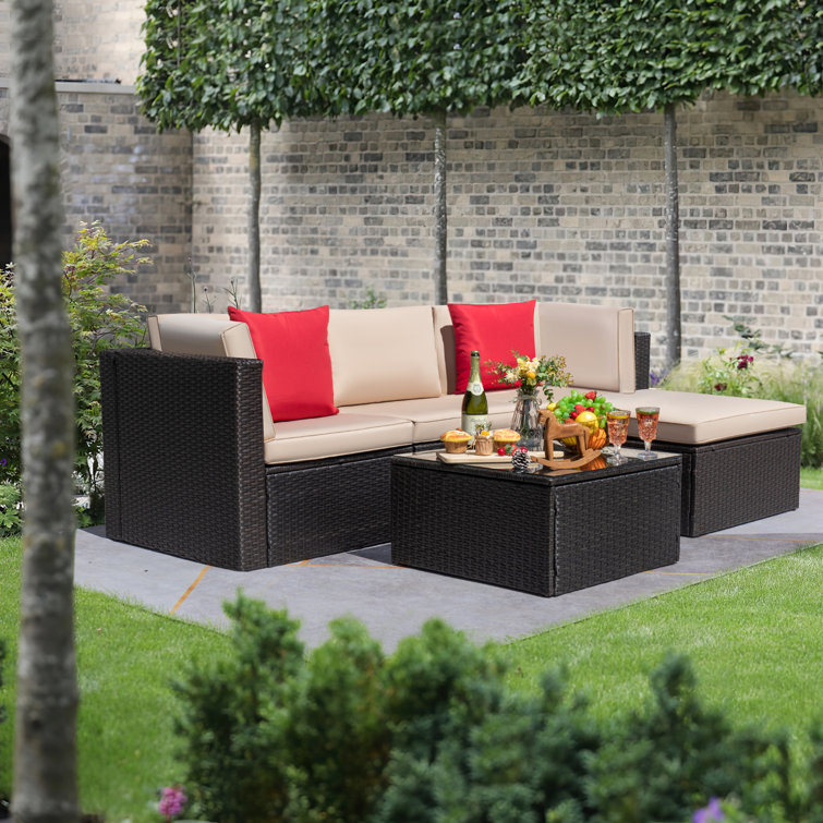 Huang 5 piece outlet rattan sectional seating